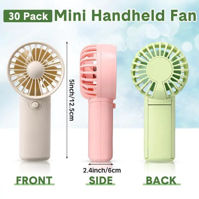 Alt view image 2 of 6 - 30 Pcs Mini Portable Fan Handheld Battery Operated Portable Small Personal Fans for Summer Travel Beach Indoor Outdoor Cooling Gift (Green,Pink,White)