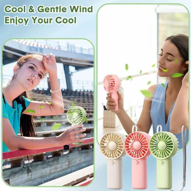 Alt view image 6 of 6 - 30 Pcs Mini Portable Fan Handheld Battery Operated Portable Small Personal Fans for Summer Travel Beach Indoor Outdoor Cooling Gift (Green,Pink,White)