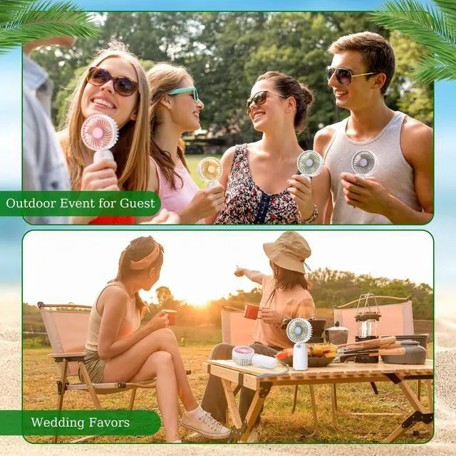 Alt view image 7 of 7 - 24 Pcs Portable Mini Handheld Fan Bulk with Rope Lash Desk Fan for Makeup Summer Appreciation Gifts Individually Boxed for Wedding Travel Camping Hiking (Pink,Yellow,Green,Gray)