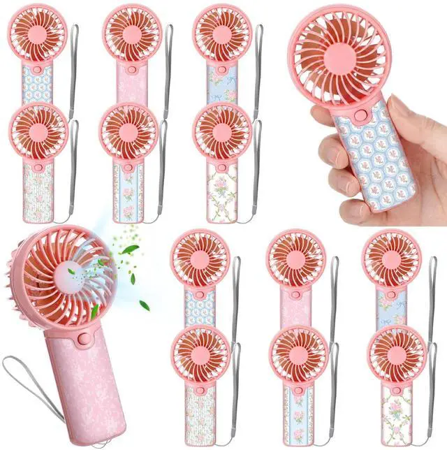 Main image of 12Pcs Tea Party Fans Favor, Small Portable Handheld Fan Bulk Wedding Fans Gifts for Guests Bridal Shower Summer Garden Party Decoration, Battery Not Inclued