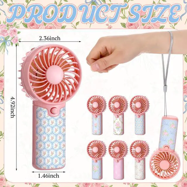 Alt view image 2 of 6 - 12Pcs Tea Party Fans Favor, Small Portable Handheld Fan Bulk Wedding Fans Gifts for Guests Bridal Shower Summer Garden Party Decoration, Battery Not Inclued