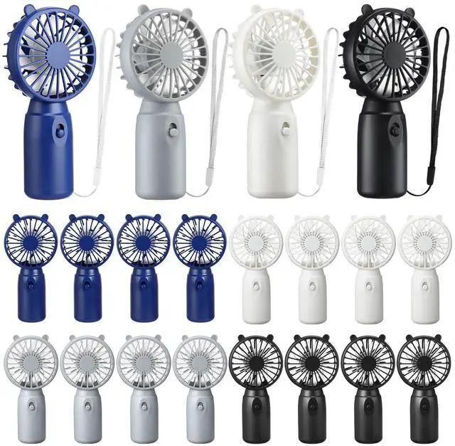 Main image of 16 Pcs Mini Portable Fans Bulk Handheld Battery Operated Fan with Lanyard, Cooling Lightweight Pocket Personal Fans for Wedding Birthday Summer Outdoor Use (White Black Gray Navy Blue)