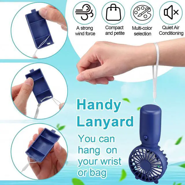 Alt view image 4 of 7 - 16 Pcs Mini Portable Fans Bulk Handheld Battery Operated Fan with Lanyard, Cooling Lightweight Pocket Personal Fans for Wedding Birthday Summer Outdoor Use (White Black Gray Navy Blue)