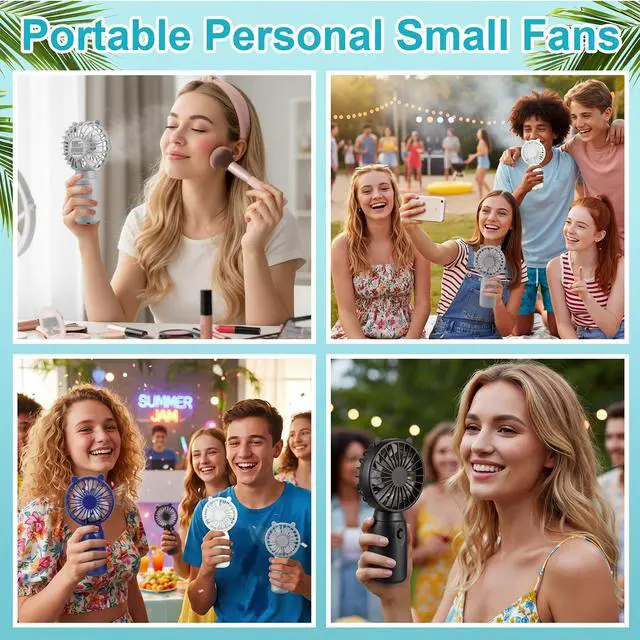 Alt view image 5 of 7 - 16 Pcs Mini Portable Fans Bulk Handheld Battery Operated Fan with Lanyard, Cooling Lightweight Pocket Personal Fans for Wedding Birthday Summer Outdoor Use (White Black Gray Navy Blue)