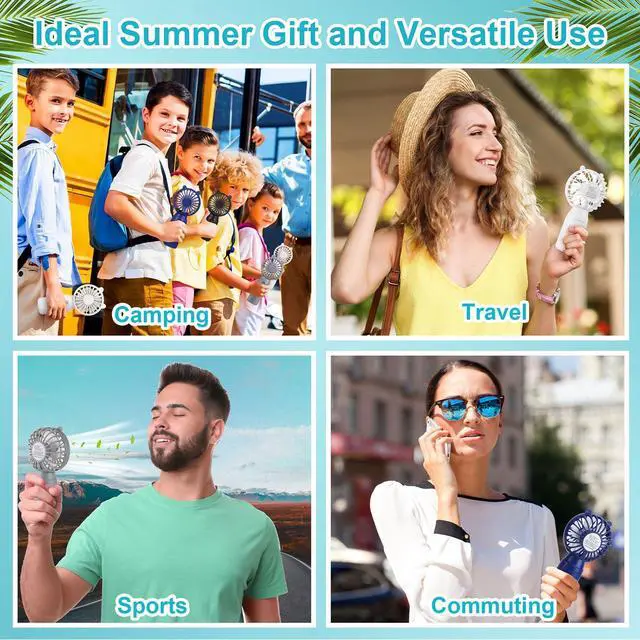 Alt view image 6 of 7 - 16 Pcs Mini Portable Fans Bulk Handheld Battery Operated Fan with Lanyard, Cooling Lightweight Pocket Personal Fans for Wedding Birthday Summer Outdoor Use (White Black Gray Navy Blue)
