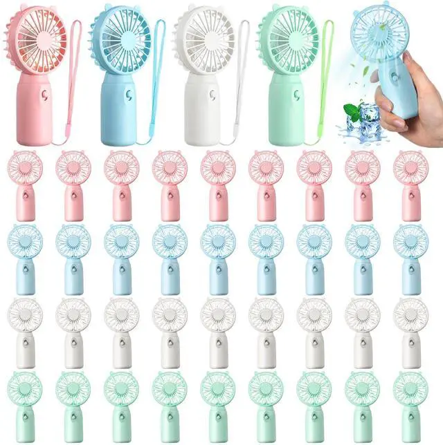 Main image of 36 Pcs Mini Portable Fans Bulk Handheld Battery Operated Fan with Lanyard Lightweight Personal Fans for Summer Wedding Birthday Party School Office Cooling Gift (Pink Blue White Green)