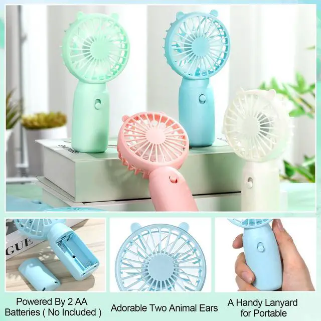 Alt view image 3 of 7 - 36 Pcs Mini Portable Fans Bulk Handheld Battery Operated Fan with Lanyard Lightweight Personal Fans for Summer Wedding Birthday Party School Office Cooling Gift (Pink Blue White Green)