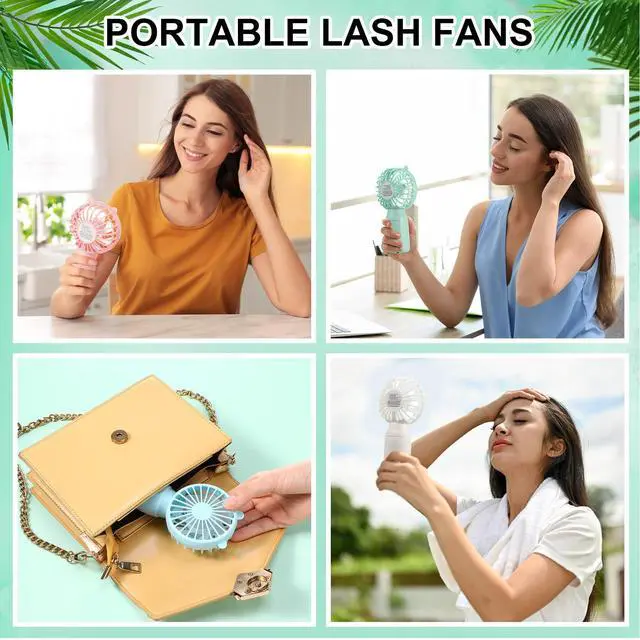 Alt view image 5 of 7 - 36 Pcs Mini Portable Fans Bulk Handheld Battery Operated Fan with Lanyard Lightweight Personal Fans for Summer Wedding Birthday Party School Office Cooling Gift (Pink Blue White Green)