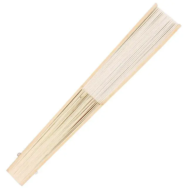 Alt view image 6 of 6 - 50pcs Paper Hand Fan with Organza Bags Bamboo Handheld Folding Fans DIY Decorative Wedding Party Favors (Cream)