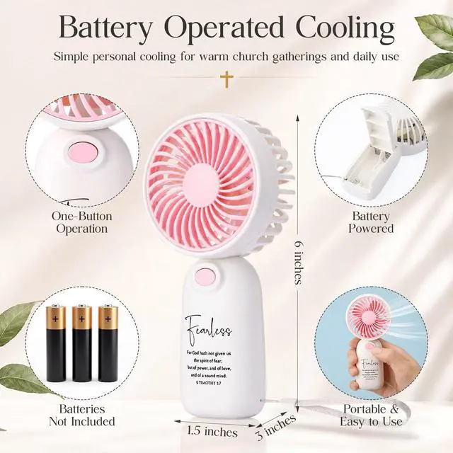 Alt view image 2 of 7 - 12 Pcs Bible Verse Mini Handheld Fans, 4 Colors Portable Personal Fans with Lanyard for Men, VBS, Church Events, Faith Based Encouragement Gifts, Batteries Not Included