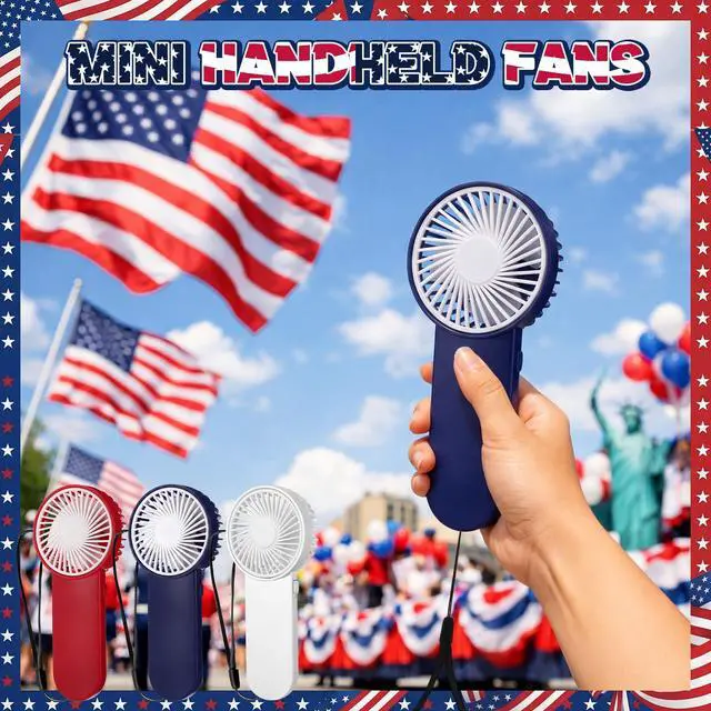Alt view image 2 of 6 - 6 Pcs Small Personal Portable Fan Mini Handheld Bulk 1 Speed Electric Cute Battery Powered for Neck Lash Makeup Women Men Travel Camping Indoor Outdoor Summer (White,Red,Blue)