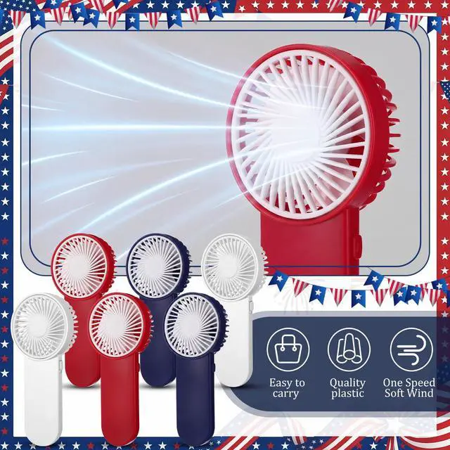 Alt view image 4 of 6 - 6 Pcs Small Personal Portable Fan Mini Handheld Bulk 1 Speed Electric Cute Battery Powered for Neck Lash Makeup Women Men Travel Camping Indoor Outdoor Summer (White,Red,Blue)