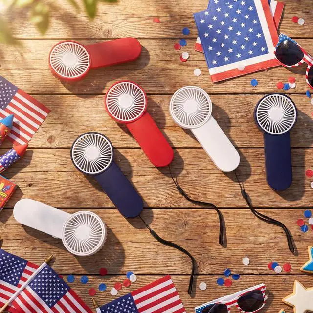 Alt view image 6 of 6 - 6 Pcs Small Personal Portable Fan Mini Handheld Bulk 1 Speed Electric Cute Battery Powered for Neck Lash Makeup Women Men Travel Camping Indoor Outdoor Summer (White,Red,Blue)