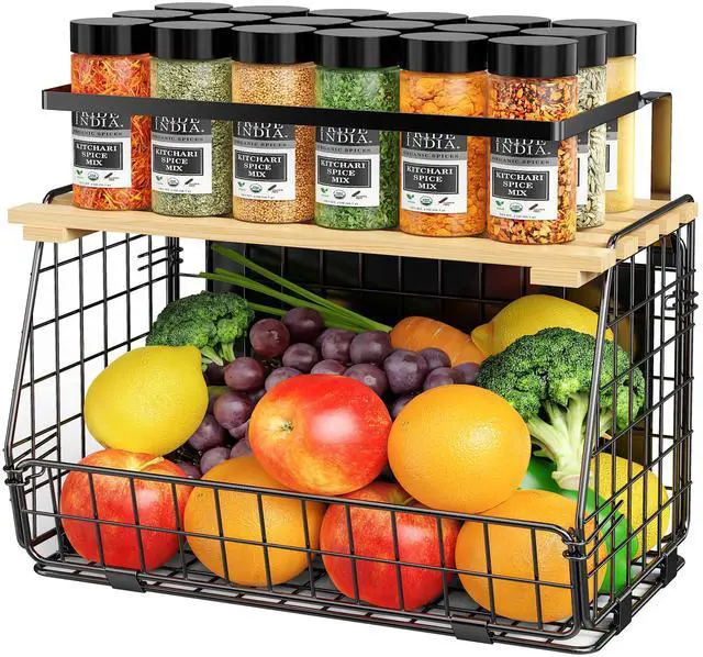 Main image of Magnetic Shelf for Fridge: Fruit Potato and Onion Storage Bin - Magnetic Spice Rack for Refrigerator & Kitchen Counter - Pantry Organizers and Storage