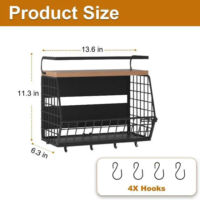 Alt view image 6 of 7 - Magnetic Shelf for Fridge,Hanging Wall Basket for Potato Onion Fruit and Vegetable Storage Bins,Large Produce Container Magnetic Spice Rack for Refrigerator Kitchen Counter Pantry,Black