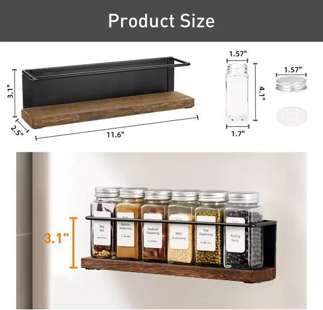 Alt view image 3 of 6 - Magnetic Spice Rack with 24 Jars, 216 Labels, 1 Steel Funnel for RefrigeratorMicrowave Oven - Full Set of Spice Organizer