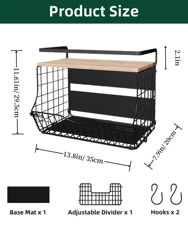 Alt view image 6 of 7 - 3-Tier Magnetic Shelf for Fridge with Divider & Bamboo Top, Fruit Basket Potato and Onion Storage Bins, Kitchen Large Container Magnetic Spice Rack for Refrigerator, Kitchen Counter, Fridge Organizer