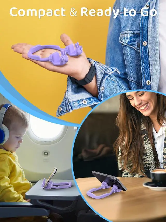 Alt view image 6 of 6 - Stocking Stuffers for Teens Girls Boys Kids Cell Phone Stand: Upgrade Adjustable Peace Sign Thumbs Lazy Phone Holder for Desk Cool Gadgets for iPhone Birthday Gifts for Teenager Adults (Purple)