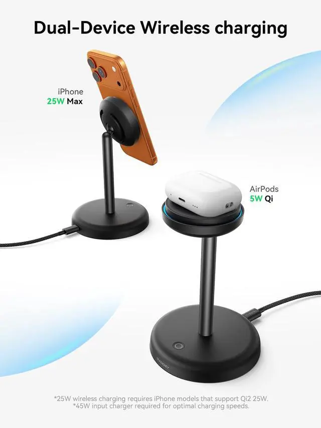Alt view image 3 of 7 - Qi2 Certified 25W Magnetic Charging Stand with Cooling Fan & LED Light, Fast Wireless Charger Station for iPhone 17-12 Series/Galaxy S26-S25Included 35W Adapter &5ft Cable