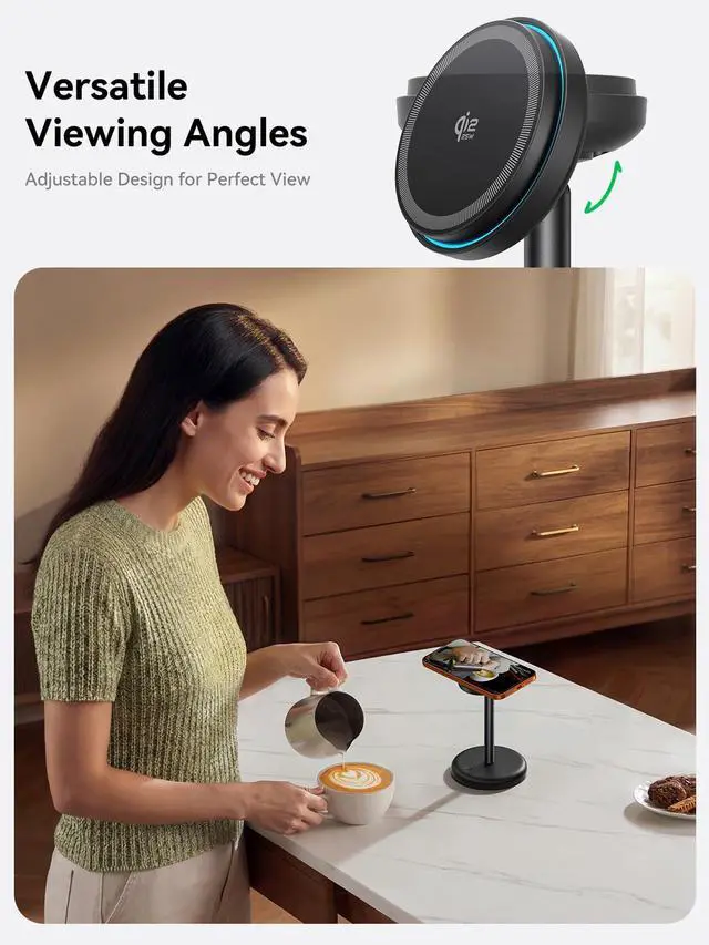 Alt view image 5 of 7 - Qi2 Certified 25W Magnetic Charging Stand with Cooling Fan & LED Light, Fast Wireless Charger Station for iPhone 17-12 Series/Galaxy S26-S25Included 35W Adapter &5ft Cable