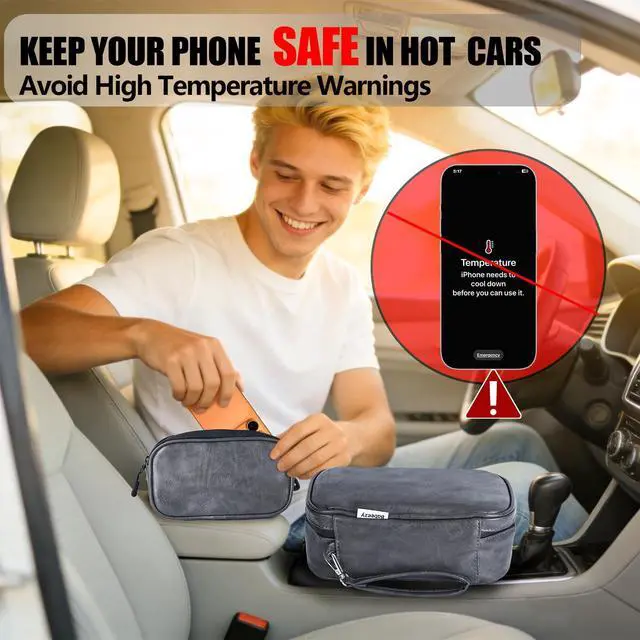 Alt view image 2 of 7 - Keep Your Phone Safe from Extreme Heat Car Phone Cooling Bag Includes 2 Reusable Ice Packs Fits All Phones (Grey)