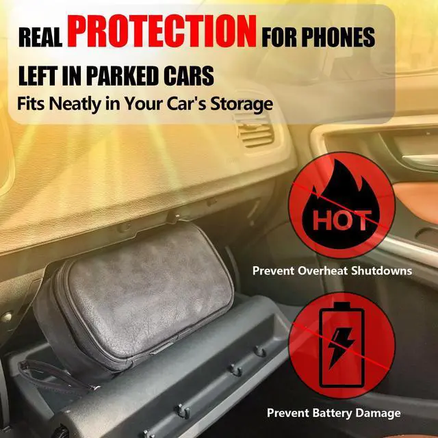Alt view image 4 of 7 - Keep Your Phone Safe from Extreme Heat Car Phone Cooling Bag Includes 2 Reusable Ice Packs Fits All Phones (Grey)
