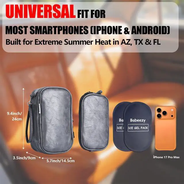 Alt view image 5 of 7 - Keep Your Phone Safe from Extreme Heat Car Phone Cooling Bag Includes 2 Reusable Ice Packs Fits All Phones (Grey)