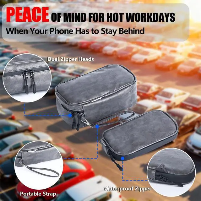 Alt view image 6 of 7 - Keep Your Phone Safe from Extreme Heat Car Phone Cooling Bag Includes 2 Reusable Ice Packs Fits All Phones (Grey)