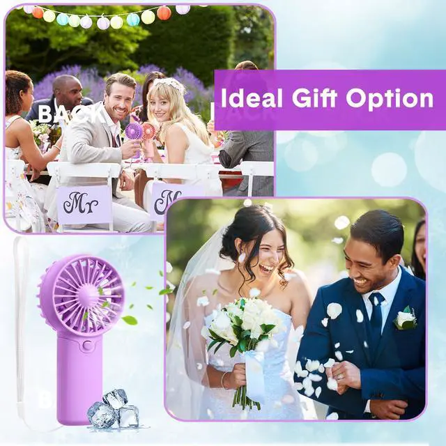 Alt view image 5 of 7 - 12 Pcs Mini Portable Fan Handheld Battery Operated Portable Small Personal Fans for Summer Beach Indoor Outdoor Travel Cooling Gift (Pink,Purple,Green)