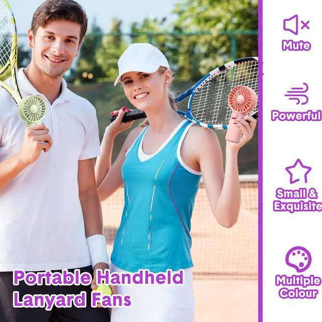 Alt view image 4 of 7 - 12 Pcs Mini Portable Fan Handheld Battery Operated Portable Small Personal Fans for Summer Beach Indoor Outdoor Travel Cooling Gift (Pink,Purple,Green)