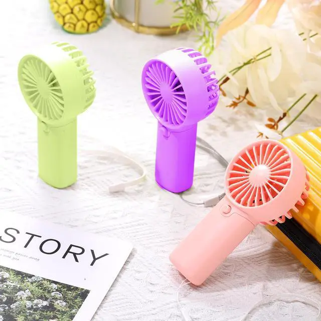 Alt view image 7 of 7 - 12 Pcs Mini Portable Fan Handheld Battery Operated Portable Small Personal Fans for Summer Beach Indoor Outdoor Travel Cooling Gift (Pink,Purple,Green)