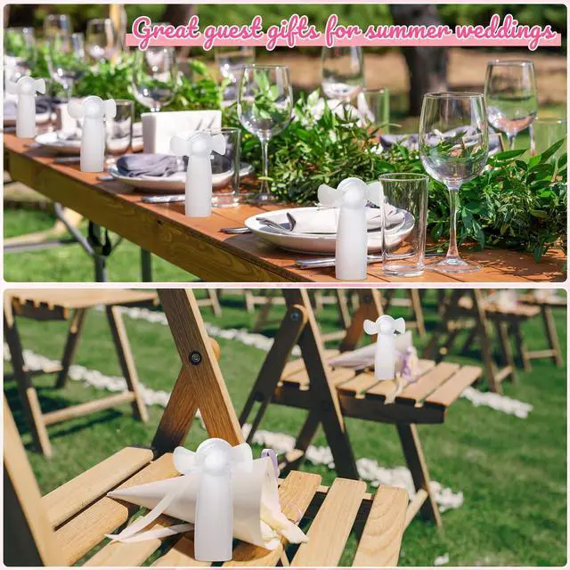 Alt view image 5 of 7 - 24 Pcs Mini Portable Fan Bulk Handheld Battery Operated Portable Small Personal Fans for Wedding Summer Travel Beach Outdoor Cooling Gift, Battery Not Include(White)