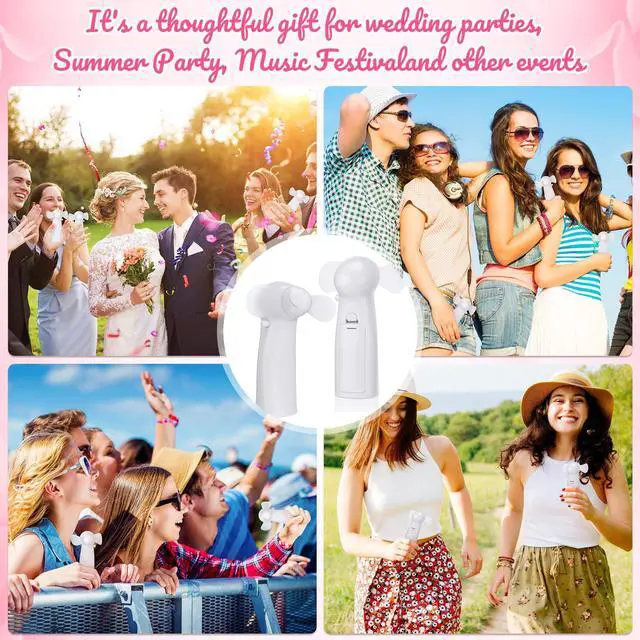 Alt view image 6 of 7 - 24 Pcs Mini Portable Fan Bulk Handheld Battery Operated Portable Small Personal Fans for Wedding Summer Travel Beach Outdoor Cooling Gift, Battery Not Include(White)