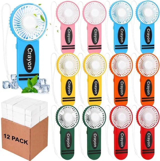 Main image of 24 Pcs Mini Handheld Fans Bulk Back to School Gifts Crayon Electric Portable Hand Held Fans Battery Powered for Outdoor Summer Travel Beach Cooling Gifts