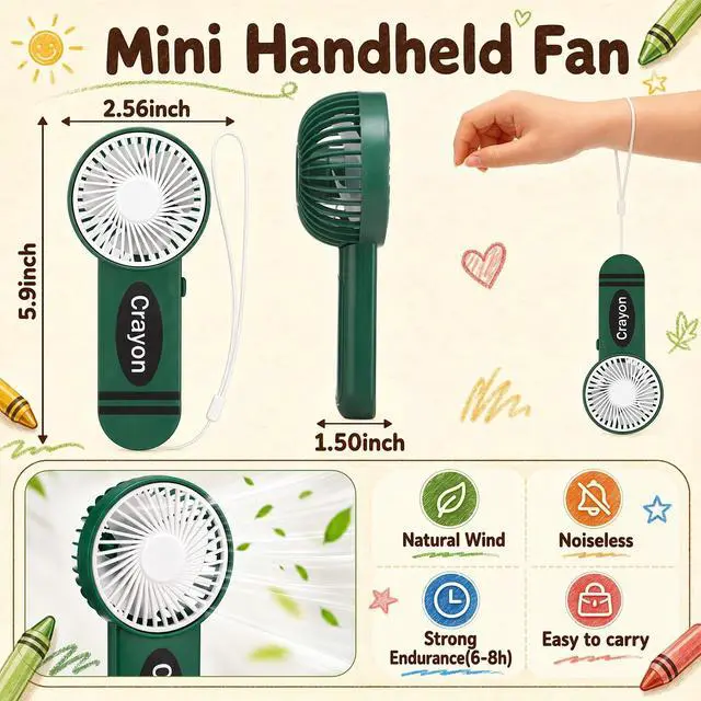 Alt view image 2 of 7 - 24 Pcs Mini Handheld Fans Bulk Back to School Gifts Crayon Electric Portable Hand Held Fans Battery Powered for Outdoor Summer Travel Beach Cooling Gifts