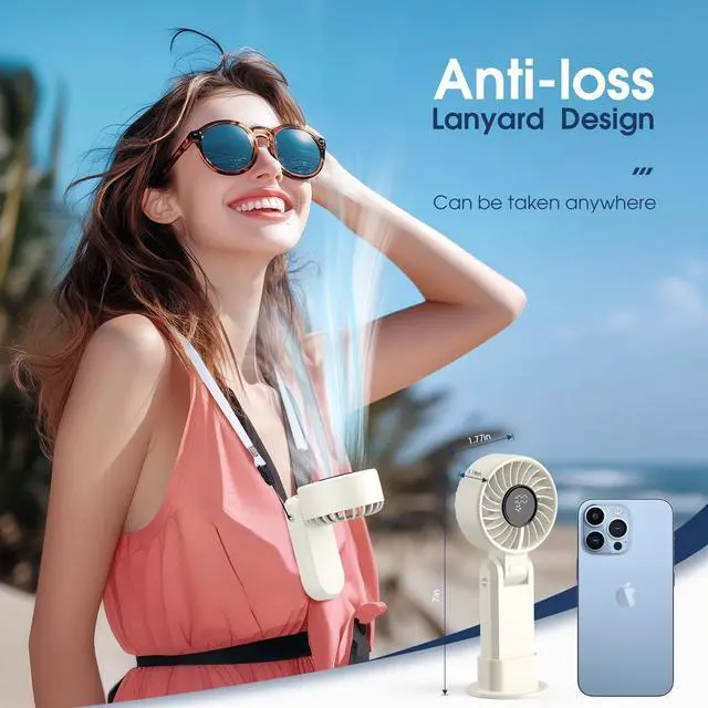 Alt view image 7 of 7 - 5200mAhPortable Handheld Fans for Travel, High-Speed Motor, Rechargeable Hand Held Fan, 5 Speed,180°Foldable, Small Personal Fan,4-IN-1 Hand/Desk/Waist/Neck Fans,Summer Beach Travel Essentials