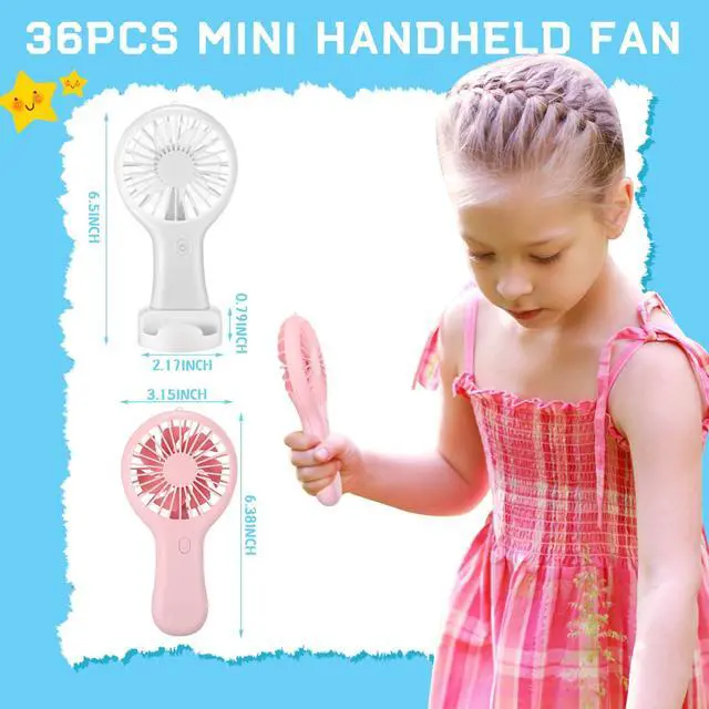 Alt view image 2 of 6 - 36 Pack Mini Powerful Handheld Fan Bulk 3 Speed USB Rechargeable Small Desk Fan Summer Gift for Wedding Beach Outdoor Women Eyelash (Stylish 4 Colors)