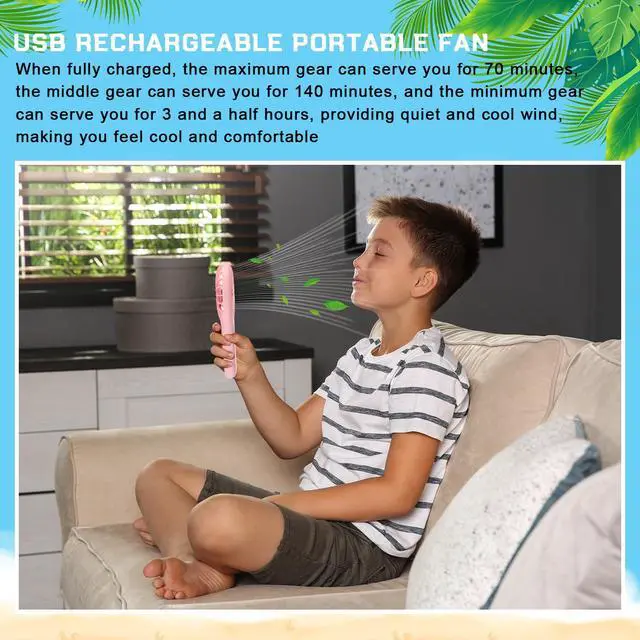 Alt view image 5 of 6 - 36 Pack Mini Powerful Handheld Fan Bulk 3 Speed USB Rechargeable Small Desk Fan Summer Gift for Wedding Beach Outdoor Women Eyelash (Stylish 4 Colors)