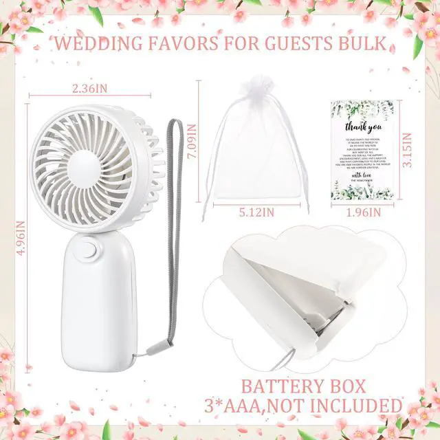 Alt view image 2 of 6 - 60 Set Wedding Favors for Guests Bulk Mini Handheld Fans Wedding Gifts for Guests Hostess Gifts for Couple Portable Personal Fan for Thank You Engagement Shower (White)