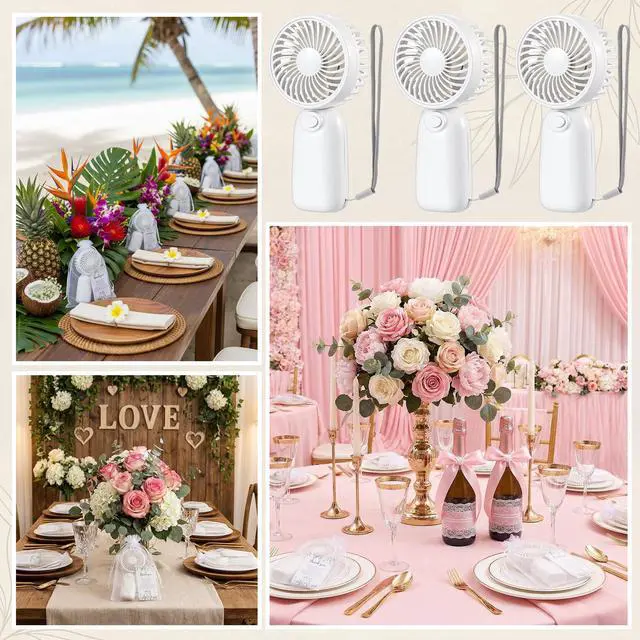 Alt view image 3 of 6 - 60 Set Wedding Favors for Guests Bulk Mini Handheld Fans Wedding Gifts for Guests Hostess Gifts for Couple Portable Personal Fan for Thank You Engagement Shower (White)