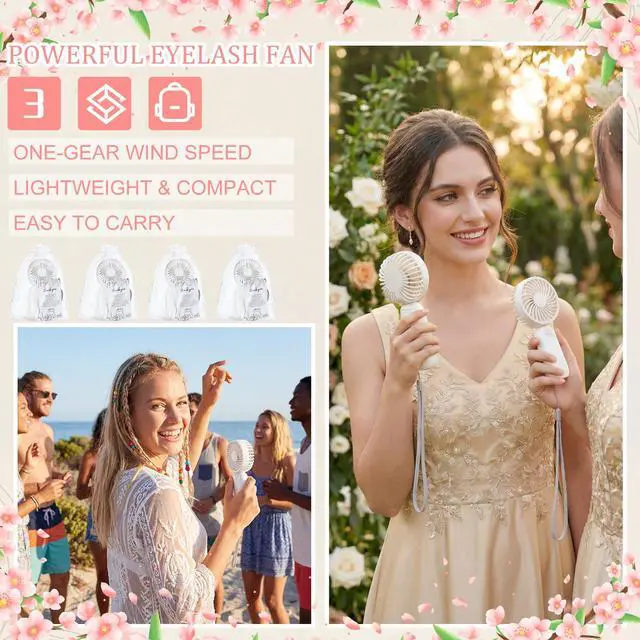 Alt view image 4 of 6 - 60 Set Wedding Favors for Guests Bulk Mini Handheld Fans Wedding Gifts for Guests Hostess Gifts for Couple Portable Personal Fan for Thank You Engagement Shower (White)