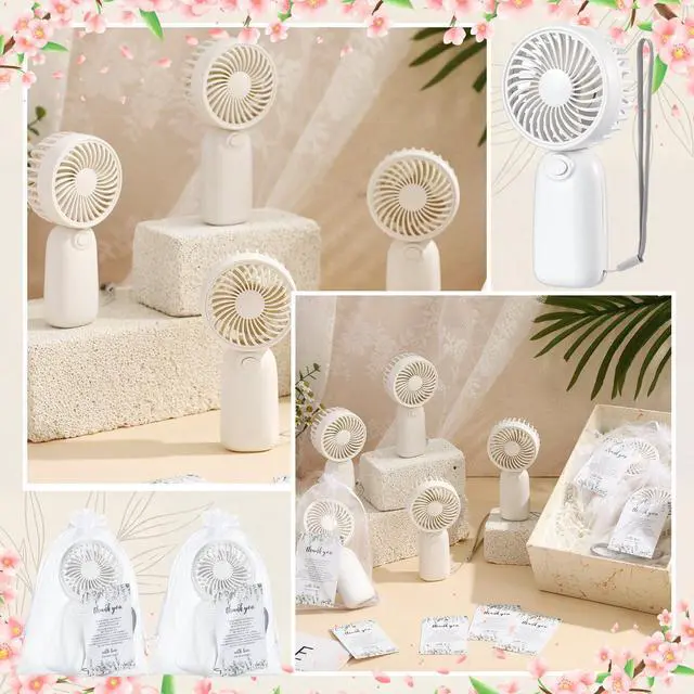 Alt view image 6 of 6 - 60 Set Wedding Favors for Guests Bulk Mini Handheld Fans Wedding Gifts for Guests Hostess Gifts for Couple Portable Personal Fan for Thank You Engagement Shower (White)