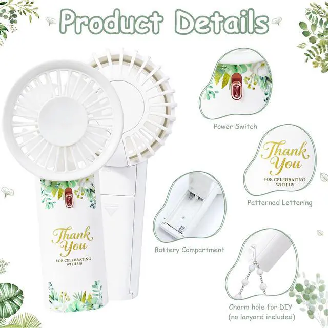 Alt view image 3 of 6 - Electric Wedding Fans Mini Portable Fan 50 Pcs Small Handheld Fan Battery Operated Hand Fans Bulk Lightweight Personal Fan for Wedding Guests Bridal Party Favor Bridesmaid Gifts ( Battery Not Include)