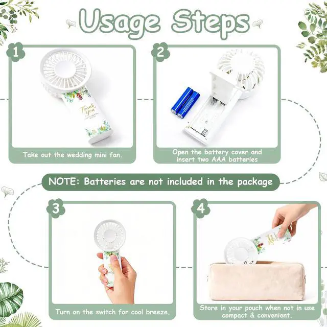 Alt view image 6 of 6 - Electric Wedding Fans Mini Portable Fan 50 Pcs Small Handheld Fan Battery Operated Hand Fans Bulk Lightweight Personal Fan for Wedding Guests Bridal Party Favor Bridesmaid Gifts ( Battery Not Include)