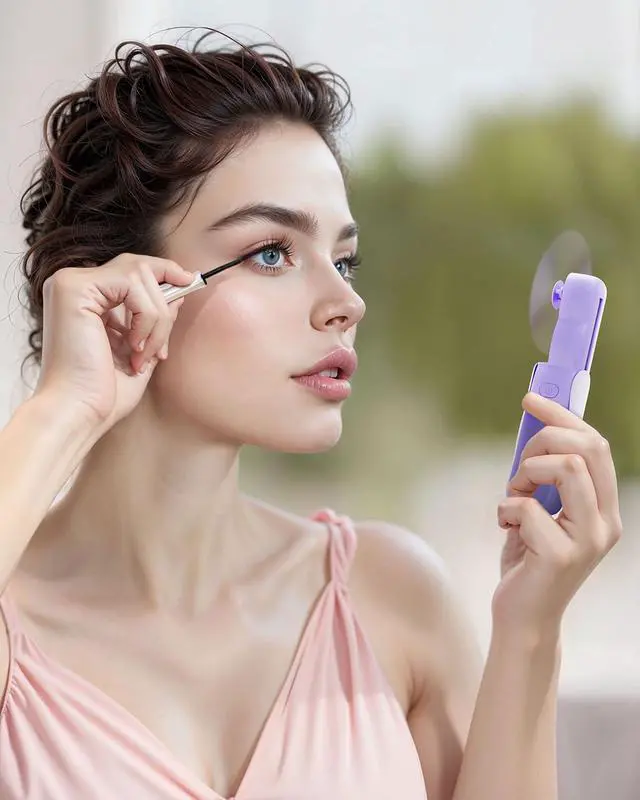 Alt view image 2 of 6 - Portable Handheld Fan, 3 Speed USB Rechargeable Small Hand Cute Clouds Mini Slide Fans, Lash Makeup Pocket Personal Beach/Travel Essentials Summer Cooling Gifts for Women Girls
