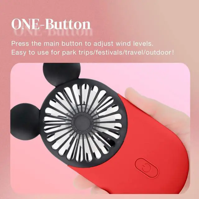Alt view image 2 of 7 - Cute Mouse Personal Mini Fan, Rechargeable Handheld USB Fan, 3 Adjustable Wind Speeds and Wearable Design, Portable Pocket Size for Indoor Or Outdoor Activities (Pink)