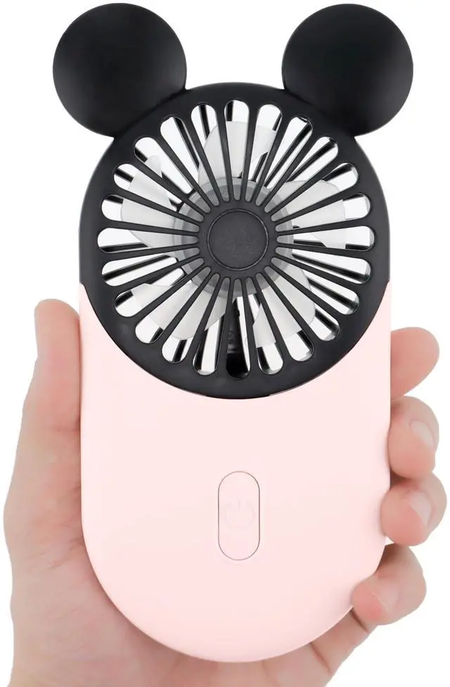 Main image of Cute Mouse Personal Mini Fan, Rechargeable Handheld USB Fan, 3 Adjustable Wind Speeds and Wearable Design, Portable Pocket Size for Indoor Or Outdoor Activities (Pink)