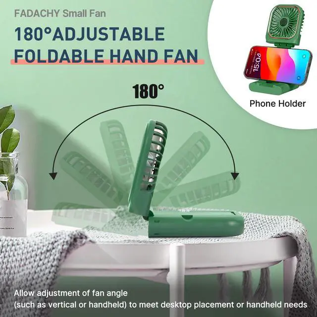 Alt view image 3 of 6 - Mini Fan,USB Portable Charger Handheld Fan, Small Personal Fan with 3 Speeds Neck Fan 3000mAh Power Bank