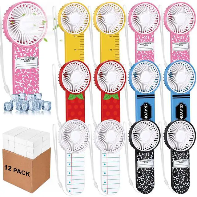 Main image of 12 Pcs Mini Handheld Fans Bulk Back to School Gifts Electric Portable Hand Held Fans Battery Powered for Outdoor Summer Travel Beach Cooling Gifts