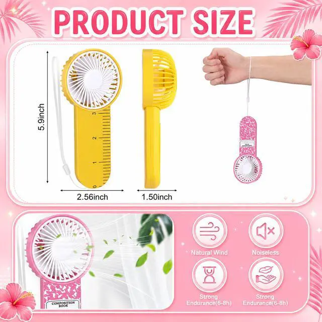 Alt view image 2 of 7 - 12 Pcs Mini Handheld Fans Bulk Back to School Gifts Electric Portable Hand Held Fans Battery Powered for Outdoor Summer Travel Beach Cooling Gifts